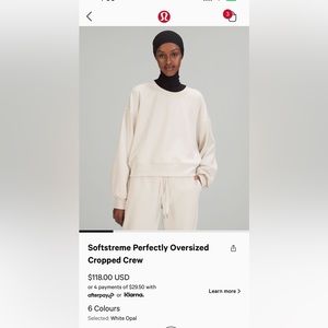 Lululemon softstreme perfectly oversized cropped crew
